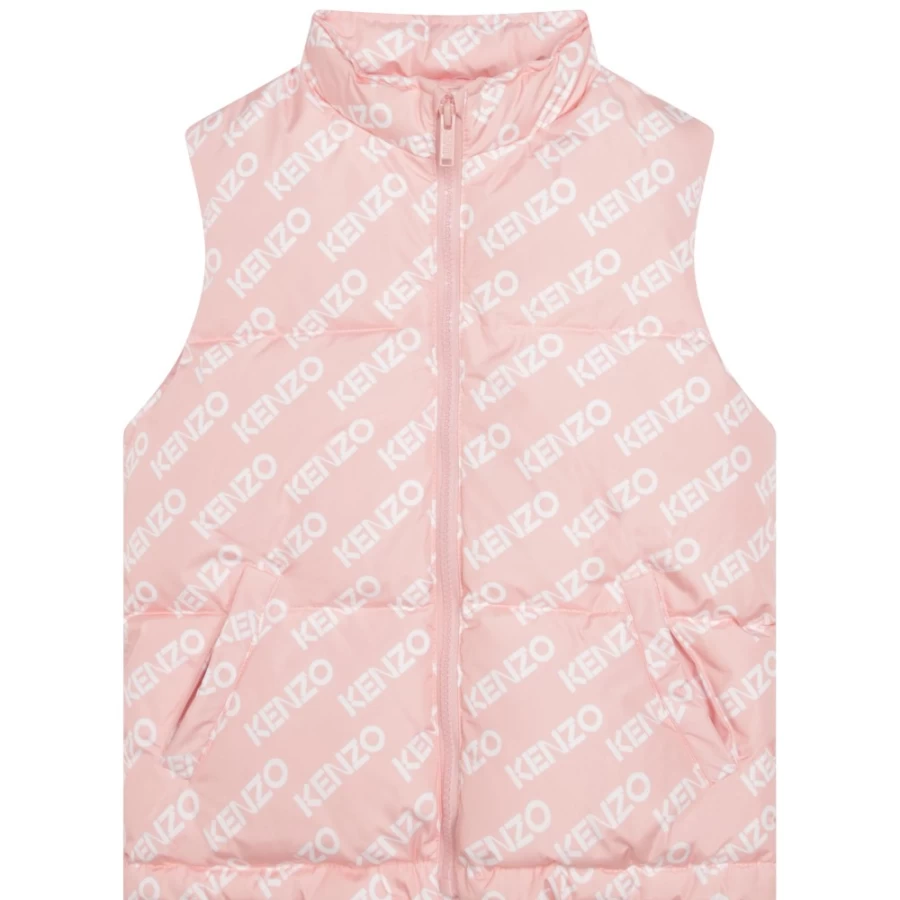 KENZO KIDS Girls Pink Sleeveless Printed Puffer Jacket