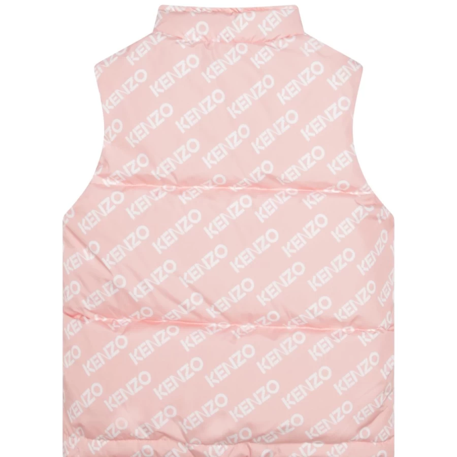 KENZO KIDS Girls Pink Sleeveless Printed Puffer Jacket