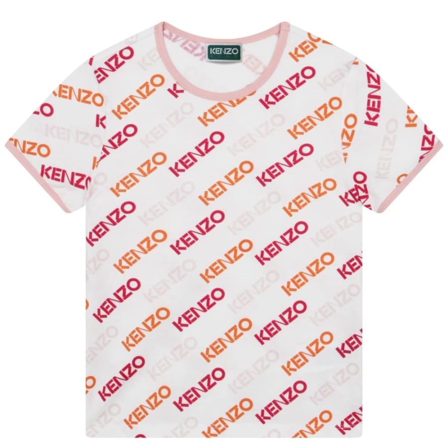 KENZO KIDS Girls White Short Sleeve T-Shirt | Classic Cotton Tee