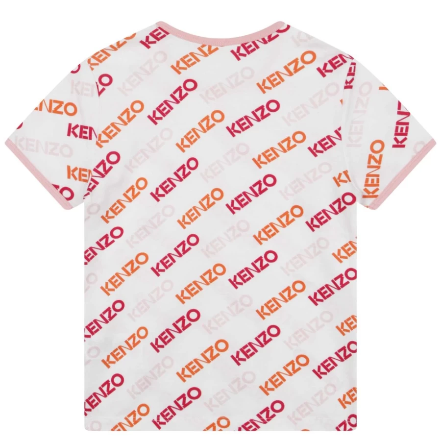 KENZO KIDS Girls White Short Sleeve T-Shirt | Classic Cotton Tee