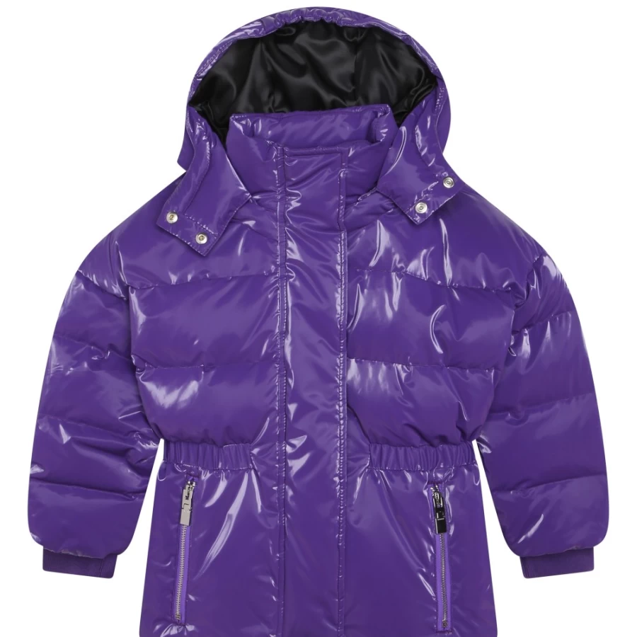 Givenchy Black Hooded Puffer Jacket with Embroidery for Girls