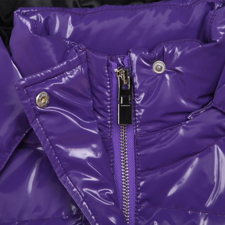 Givenchy Black Hooded Puffer Jacket with Embroidery for Girls
