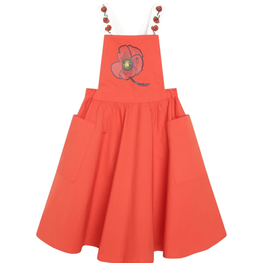 KENZO KIDS Girl's Cadmium Red Strappy Dress | Stylish & Comfortable