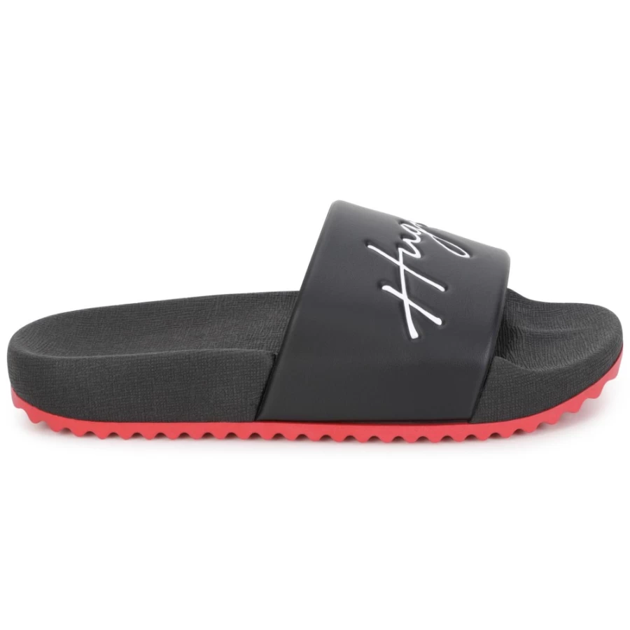 HUGO Girls Black Slides With Signature Logo - Stylish & Comfortable Footwear