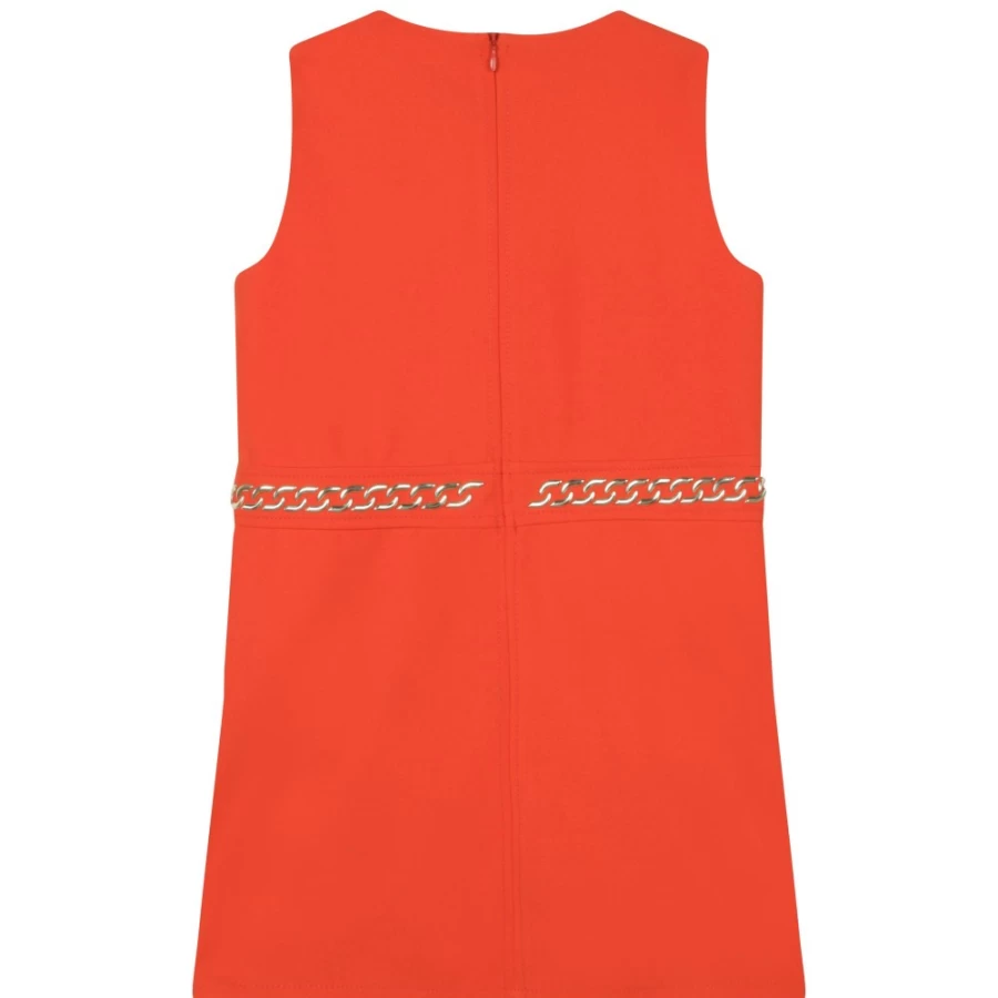 MICHAEL KORS Peach Flared Dress for Girls with Stud Embellishments