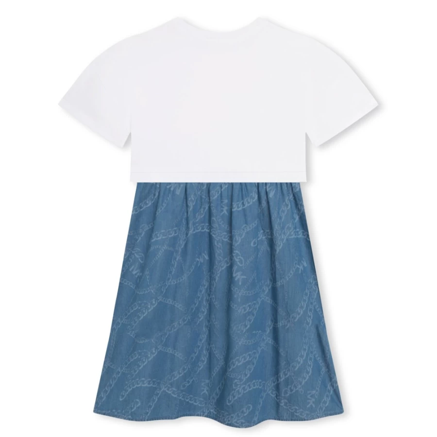MICHAEL KORS Girl's Chambray Two-Toned Bi-Material Dress