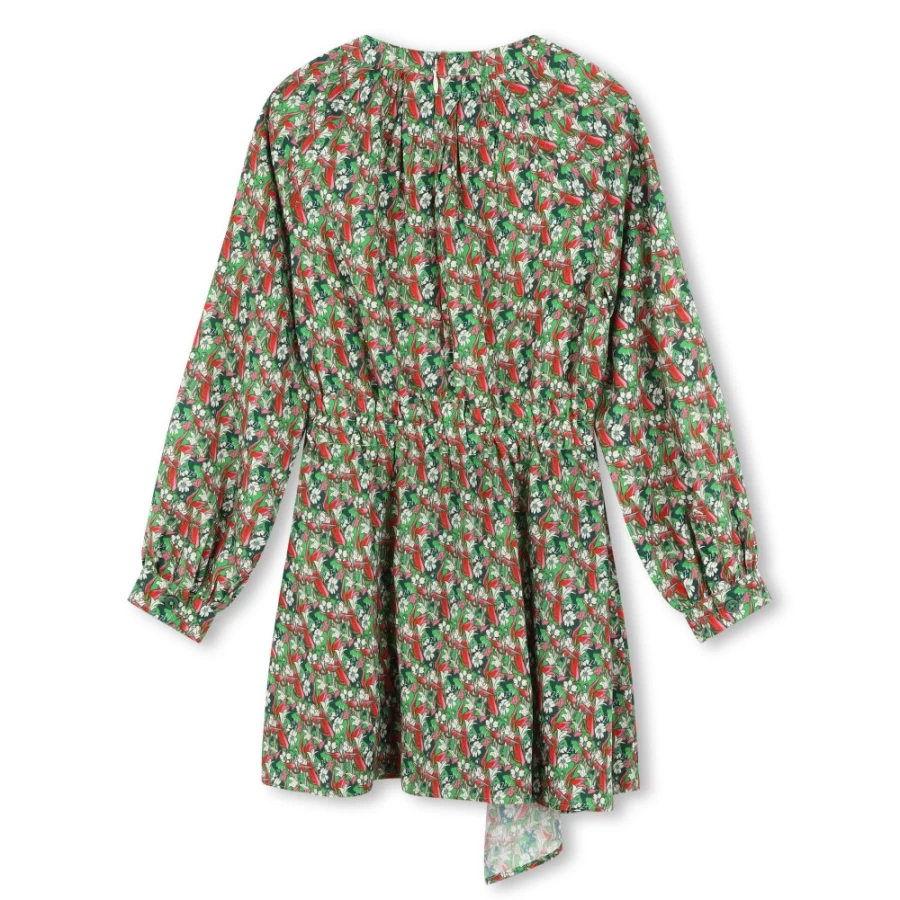 ZADIG & VOLTAIRE Girls' Lime Asymmetric Floral Dress - Chic Flower Design