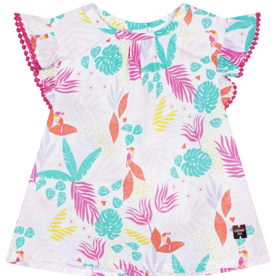 CARREMENT BEAU Girls' White Printed Cotton Blouse