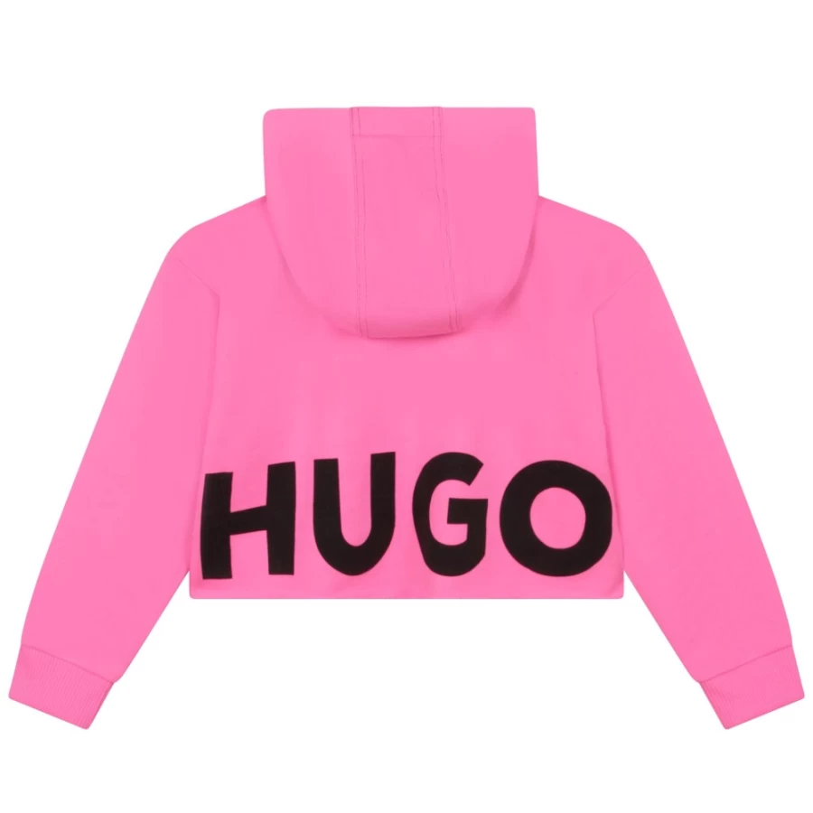 HUGO Pink Hooded Sweatshirt for Girls - Soft Cotton Pullover with Hood