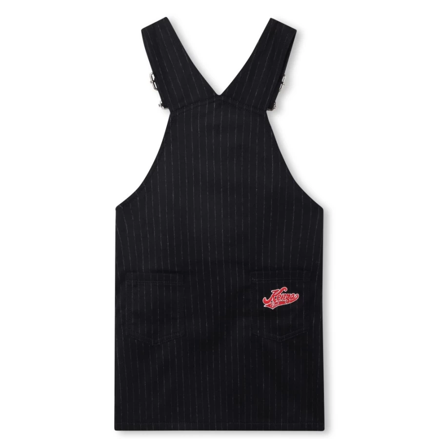 KENZO KIDS Navy Flannel Overalls Dress for Girls - Cozy & Stylictic Winter Outfit