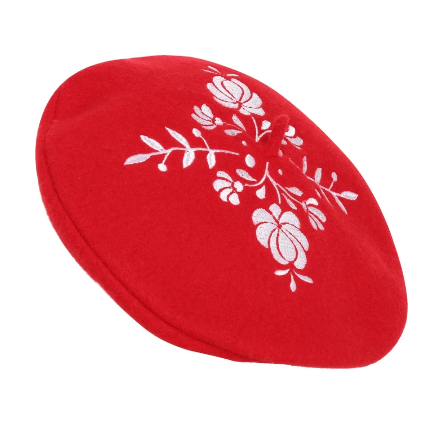 KENZO KIDS Embroidered Felt Beret Hat for Girls - Floral Detachable Design