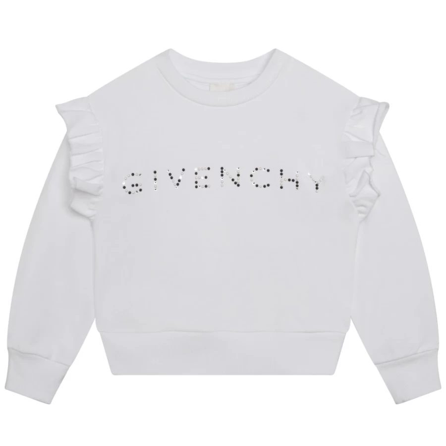 Givenchy Black Rhinestone Embellished Fleece Sweatshirt for Girls