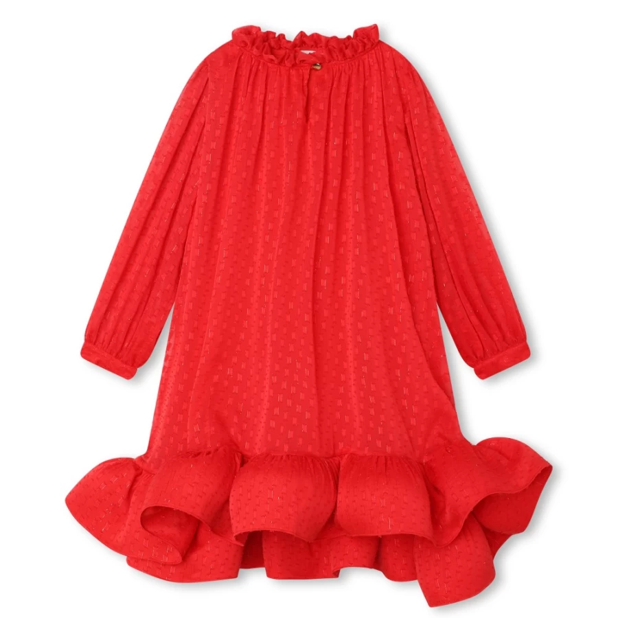 LANVIN Bright Red Party Dress for Girls - Elegant & Stylish Formal Wear