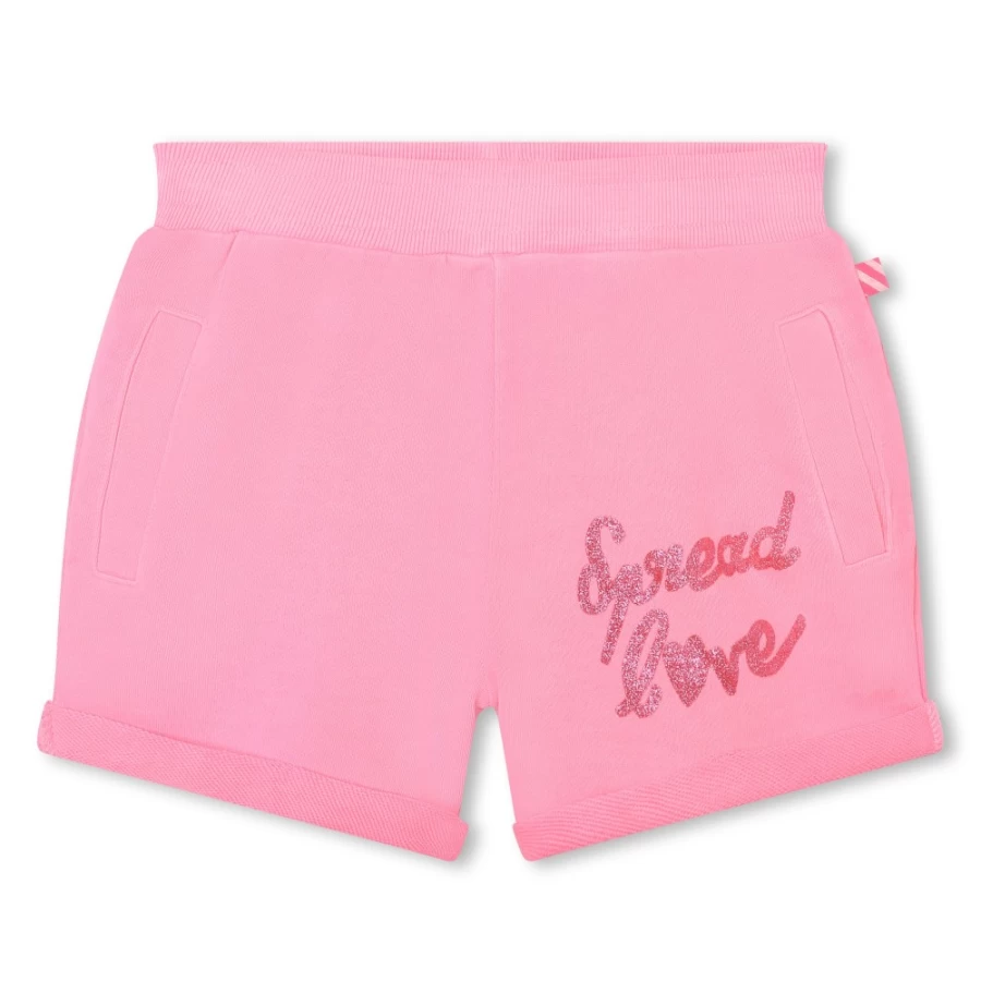BILLIEBLUSH Girls' Pink Cotton Fleece Shorts for Comfort & Style