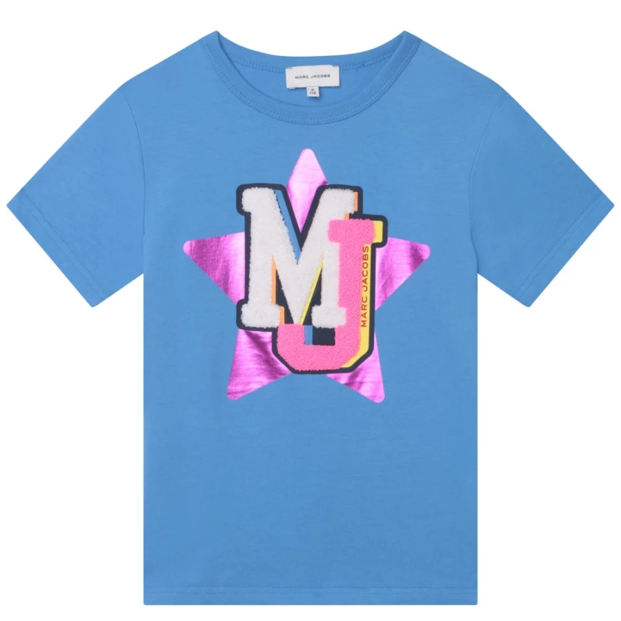 MARC JACOBS Girls Pale Blue Cotton Short-Sleeved T-Shirt