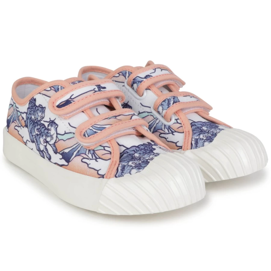 KENZO KIDS Girls' Gold Yellow Printed Hook-And-Loop Trainers