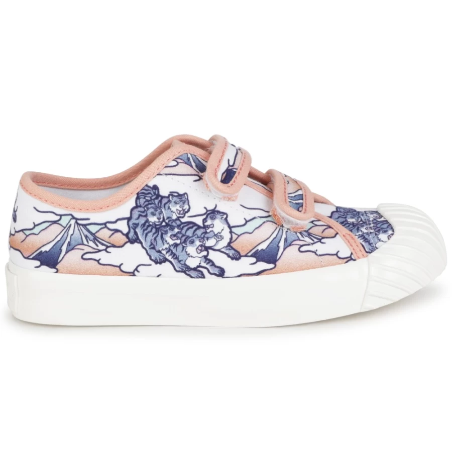 KENZO KIDS Girls' Gold Yellow Printed Hook-And-Loop Trainers