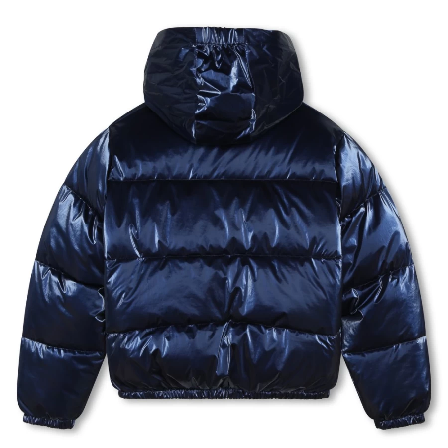 HUGO Girls Medieval Blue Zip-Up Logo Parka Jacket