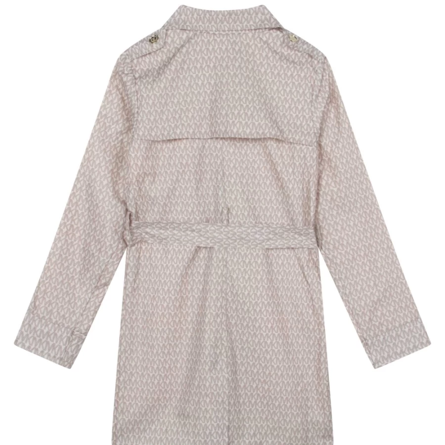 MICHAEL KORS Ivory Belted Printed Raincoat for Girls