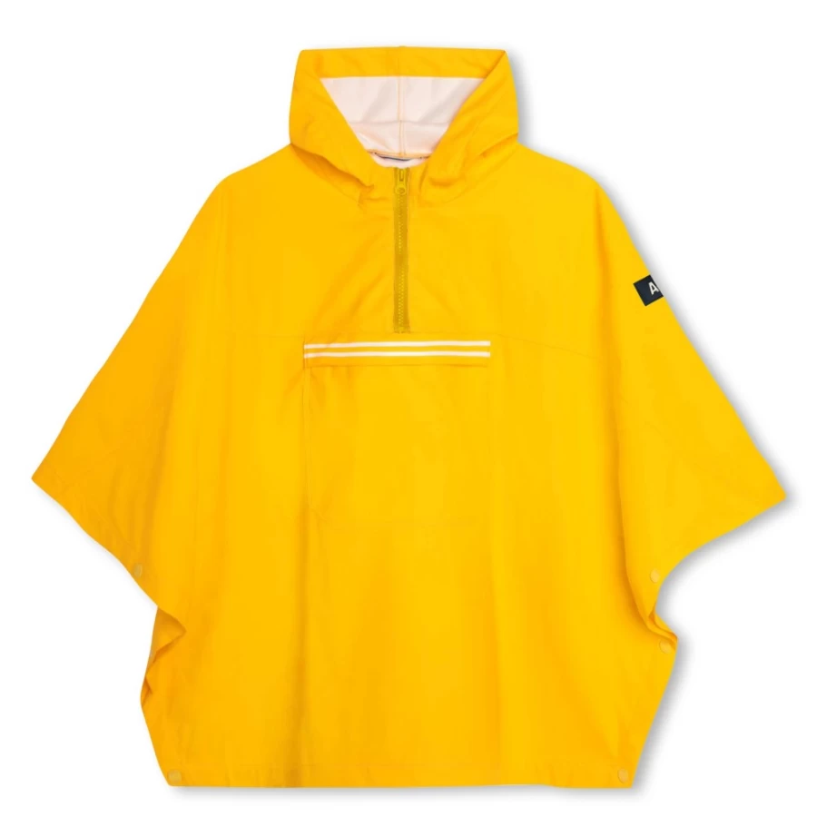 AIGLE Girl's Gold Yellow Water-Repellent Hooded Cape for Outdoor Protection