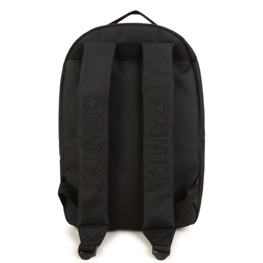 KENZO KIDS Flocked Canvas Backpack for Girls - Slate Blue School Bag, Lightweight Durable Backpack for Teens