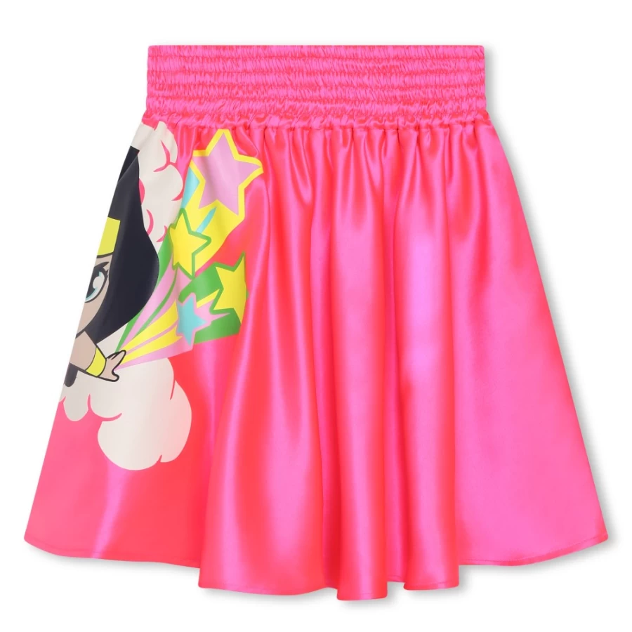 BILLIEBLUSH Pink Satin Skater Skirt for Girls - Flowy A-Line Midi Skirt