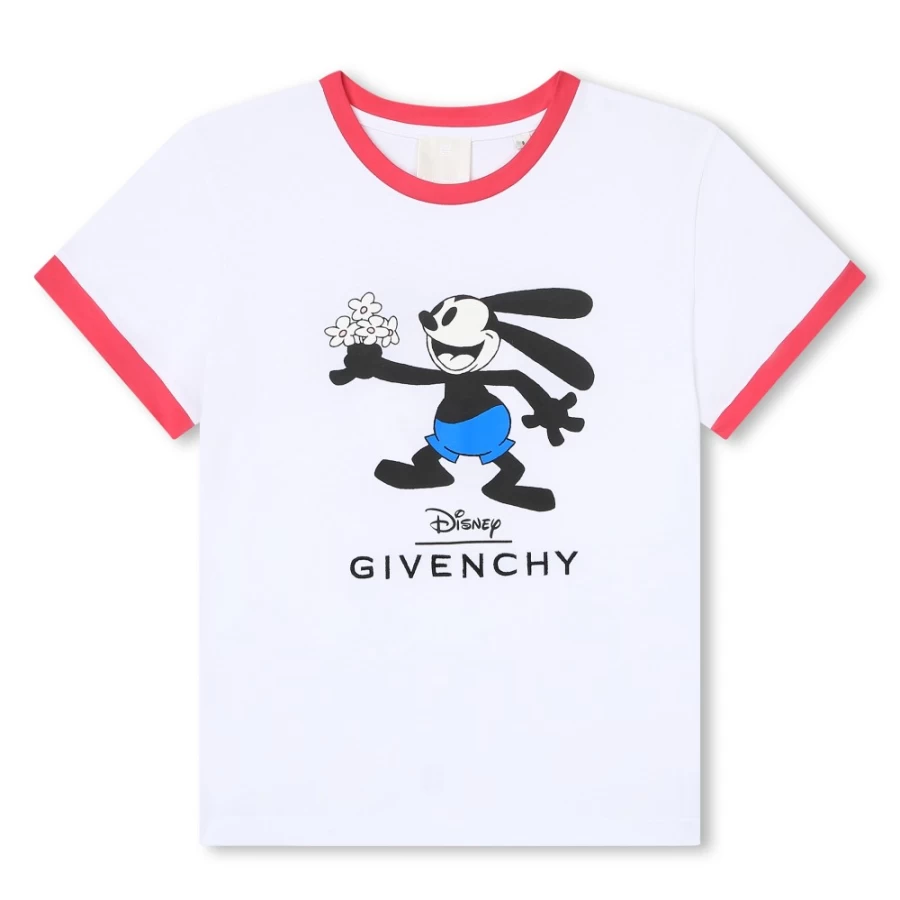 Givenchy White Contrast Edge T-Shirt for Girls