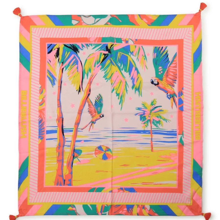 BILLIEBLUSH Pink Pale Printed Square Scarf for Girls - Stylish Floral Fashion Accessory