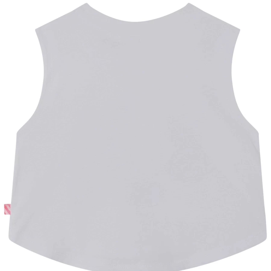 BILLIEBLUSH Girls Cotton Vest Top - White Soft Comfortable Sleeveless Shirt for Kids