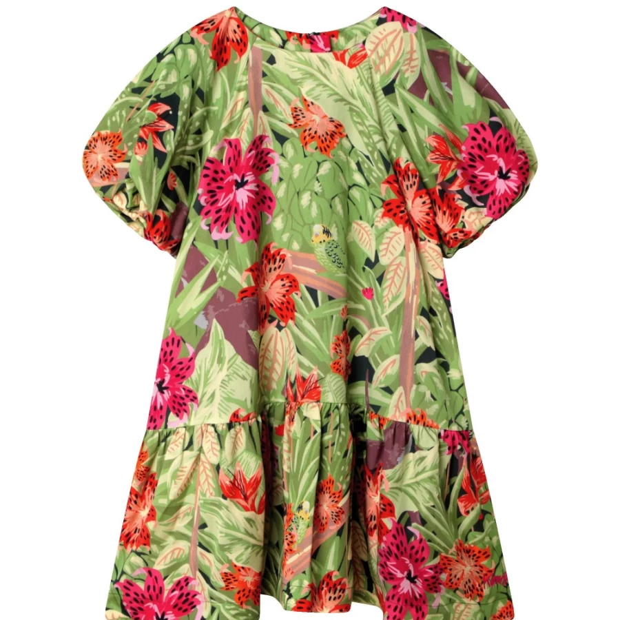 KENZO KIDS Girls Dark Green Dress - Elegant & Stylish Kids Fashion