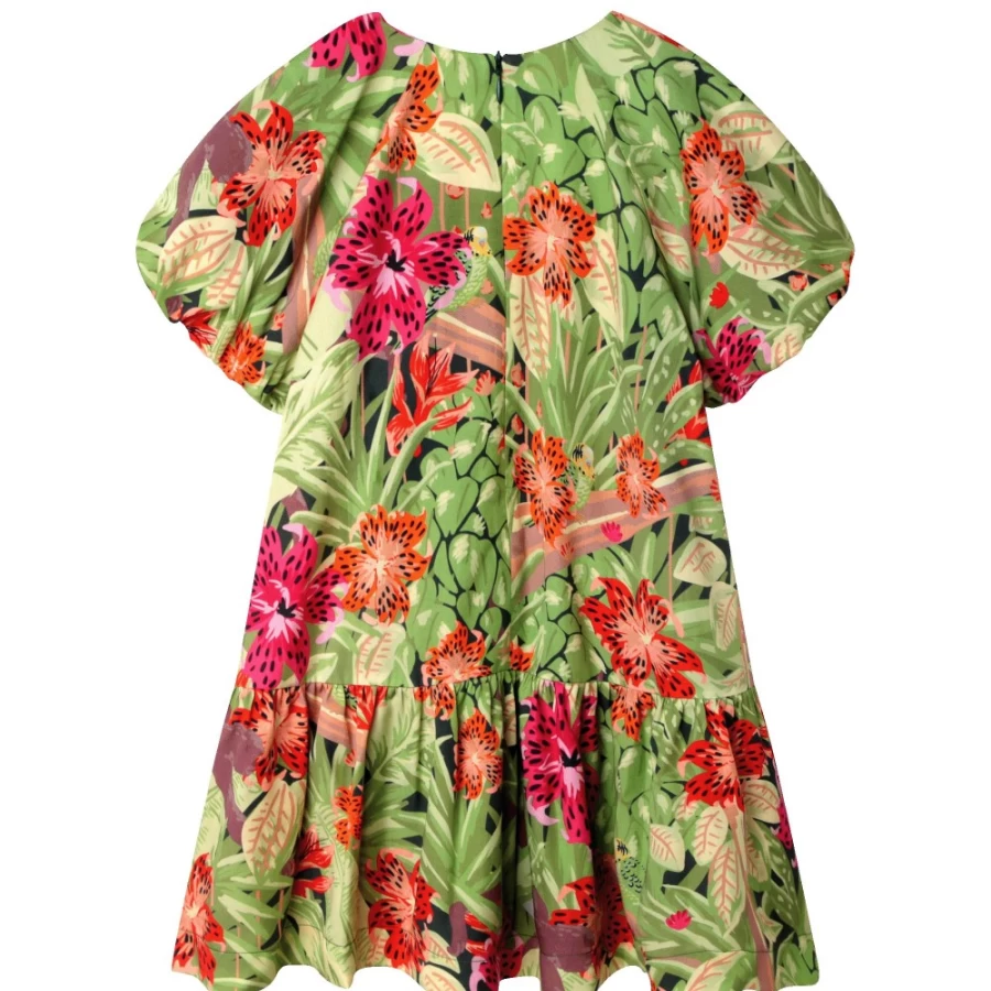 KENZO KIDS Girls Dark Green Dress - Elegant & Stylish Kids Fashion