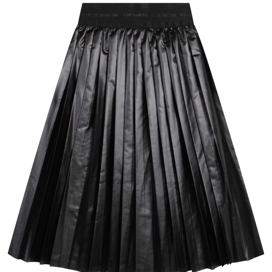 KARL LAGERFELD KIDS Black Pleated Midi Skirt for Girls