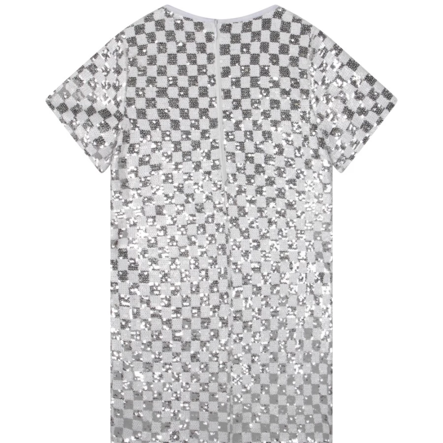 MICHAEL KORS Girl's Grey & White Chequered Straight Dress
