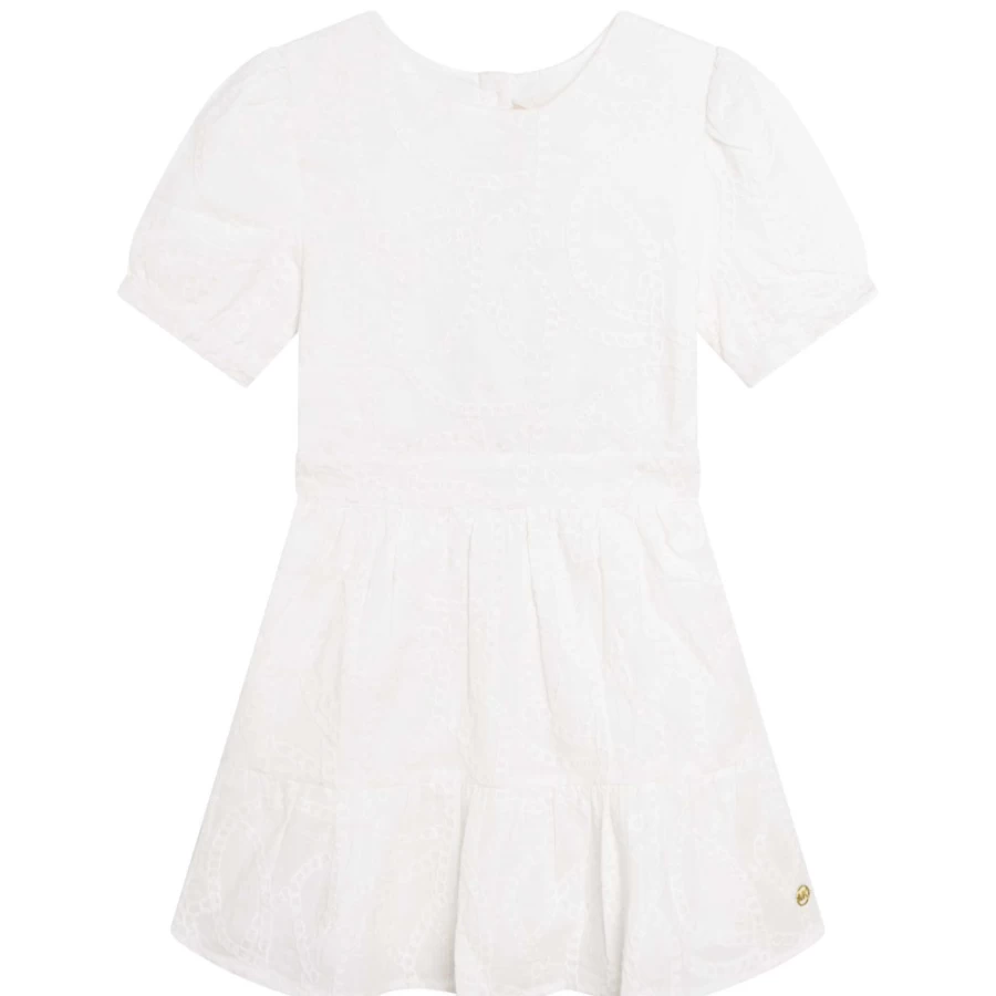 MICHAEL KORS Girls' White Puff Sleeve Dress