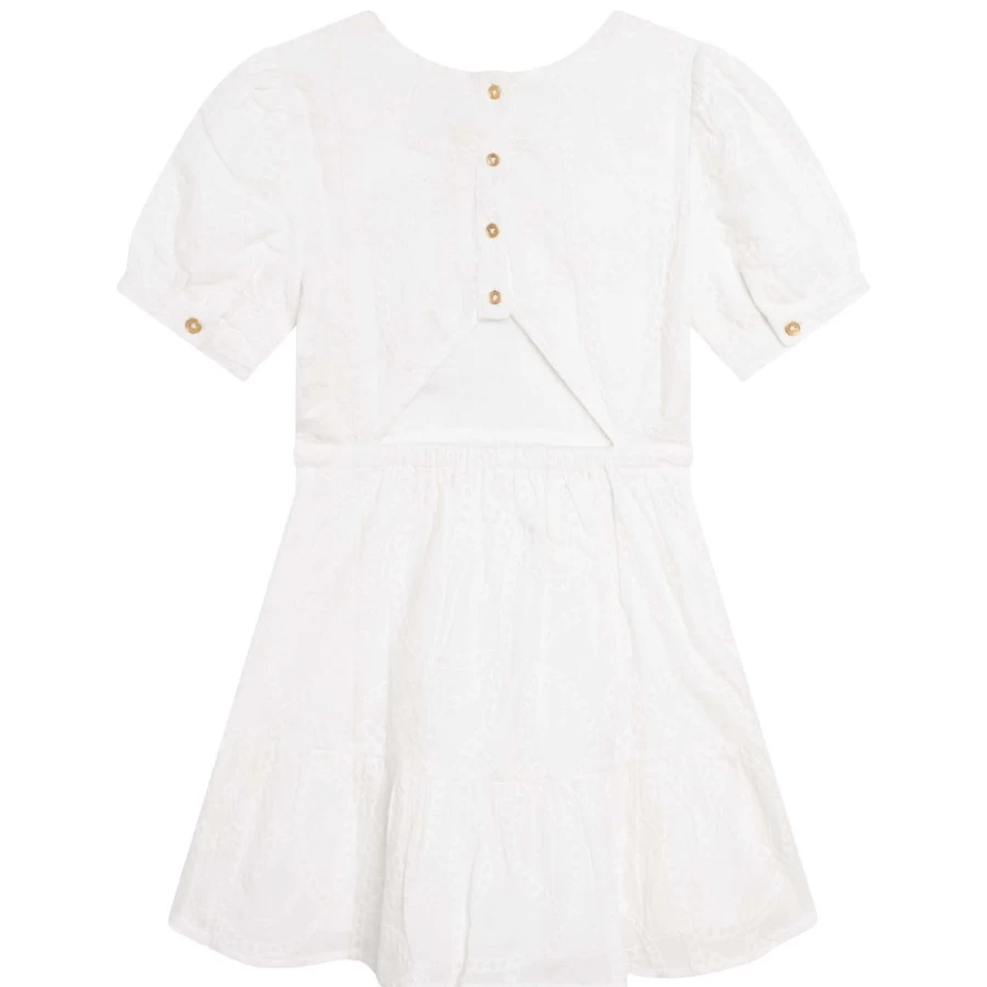 MICHAEL KORS Girls' White Puff Sleeve Dress