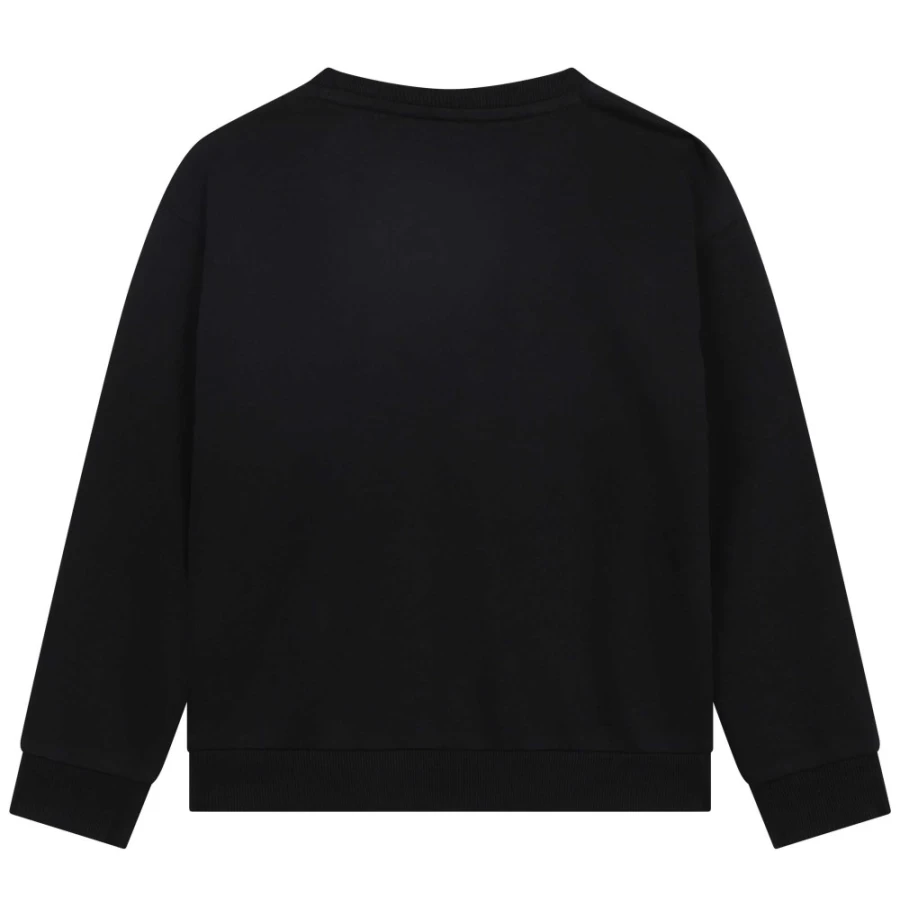 HUGO Girls' Black Fleece Sweatshirt - Cozy Pullover for Kids