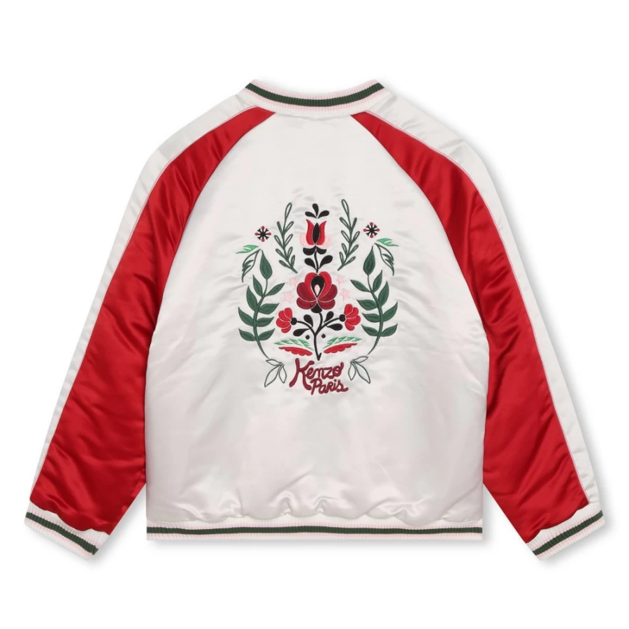 KENZO KIDS Girls Ivory Satin Jacket - Elegant & Stylish Outerwear for Kids