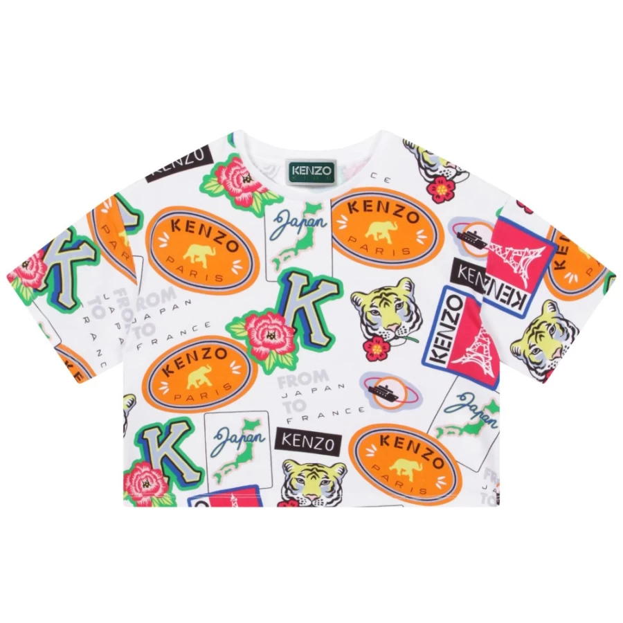 KENZO KIDS Girl's White Short Sleeve Tee-Shirt for Girls
