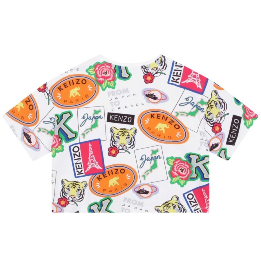 KENZO KIDS Girl's White Short Sleeve Tee-Shirt for Girls