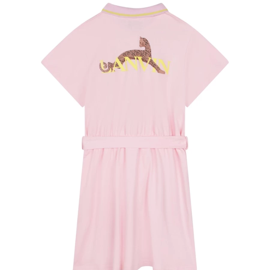 LANVIN Pink Cotton Short-Sleeved Dress for Girls