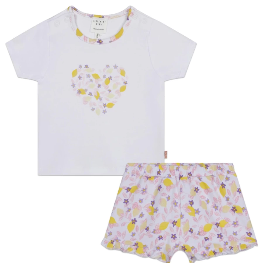 CARREMENT BEAU Girls' White 2-Piece Cotton Pyjama Set