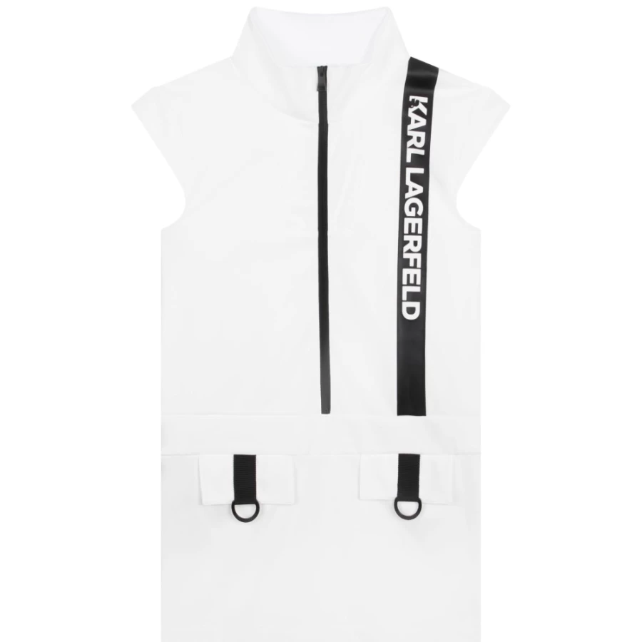 KARL LAGERFELD KIDS Girl's Offwhite Logo Stripe Dress for Girls