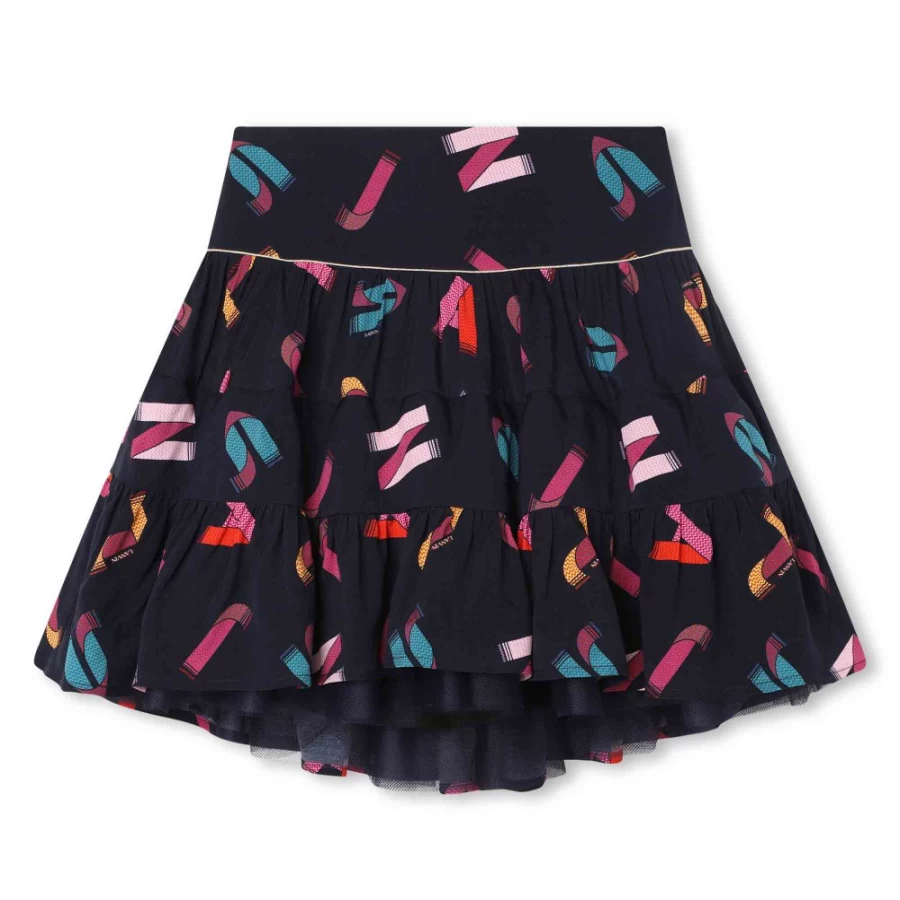 LANVIN Navy Printed Skirt for Girls - Floral Design Fashion Skirt