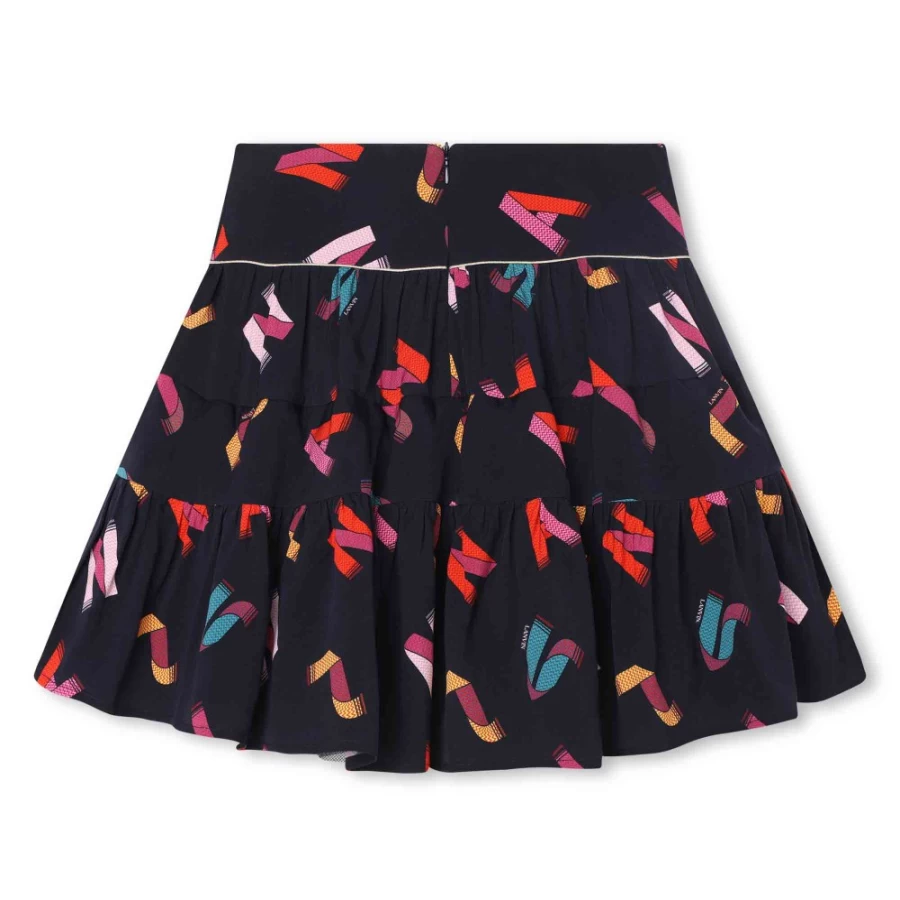 LANVIN Navy Printed Skirt for Girls - Floral Design Fashion Skirt