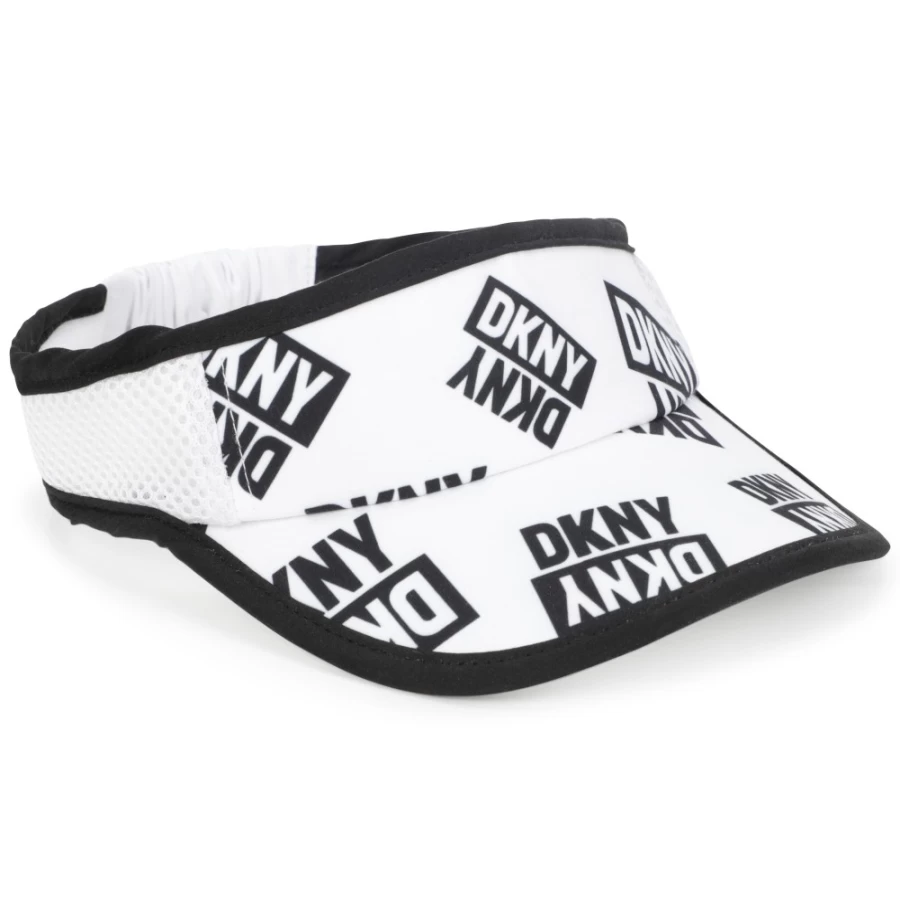 DKNY Girls' White & Black Elasticated Two-Toned Visor Cap