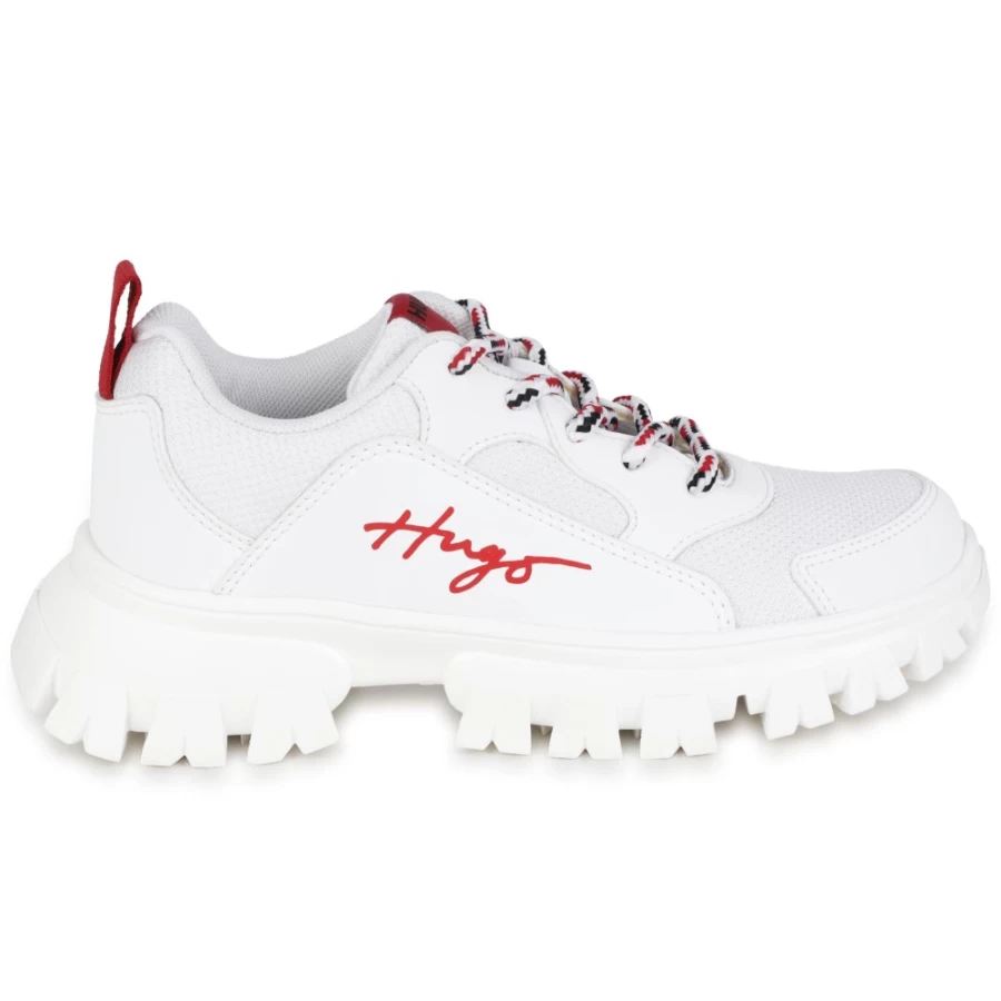 HUGO White Lace-Up Trainers for Girls - Stylish Novelty Sneakers