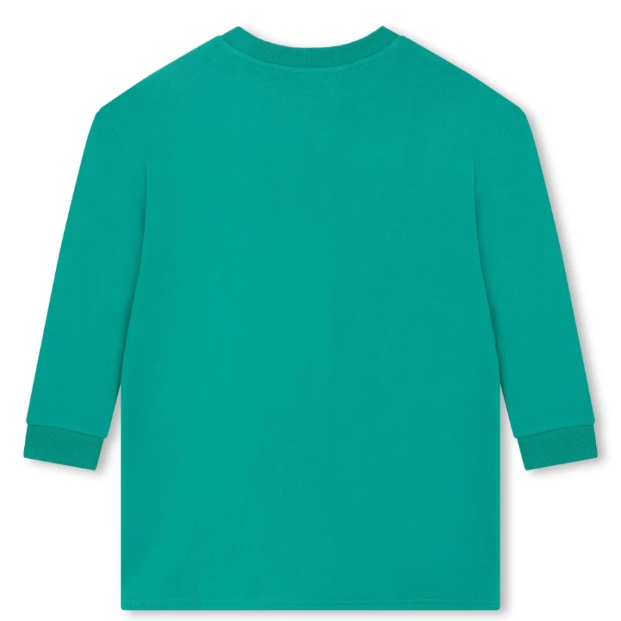 MARC JACOBS Green Studded Fleece Dress for Girls | Cozy Embellished Knitwear