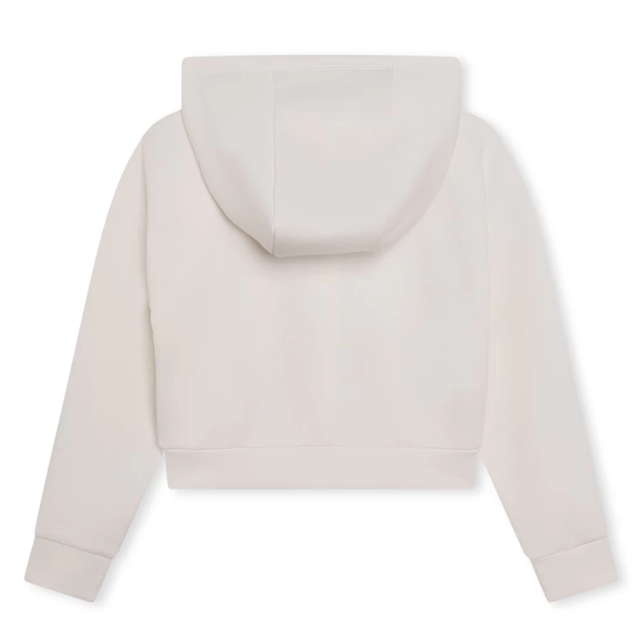 MICHAEL KORS Girls Cream Hooded Zip-Up Sweatshirt | Full-Zip Fleece Pullover
