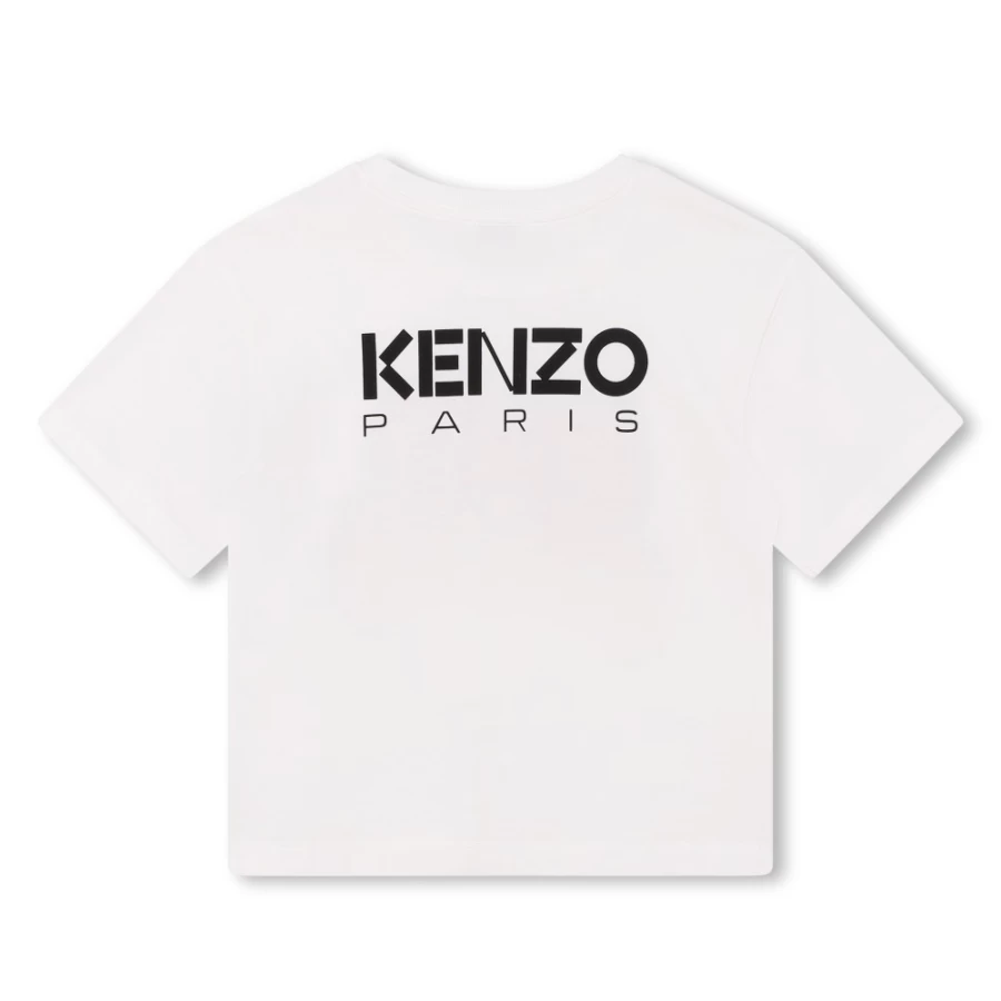 KENZO KIDS Ivory Silkscreen-Printed T-Shirt for Girls - Stylish Graphic Tee