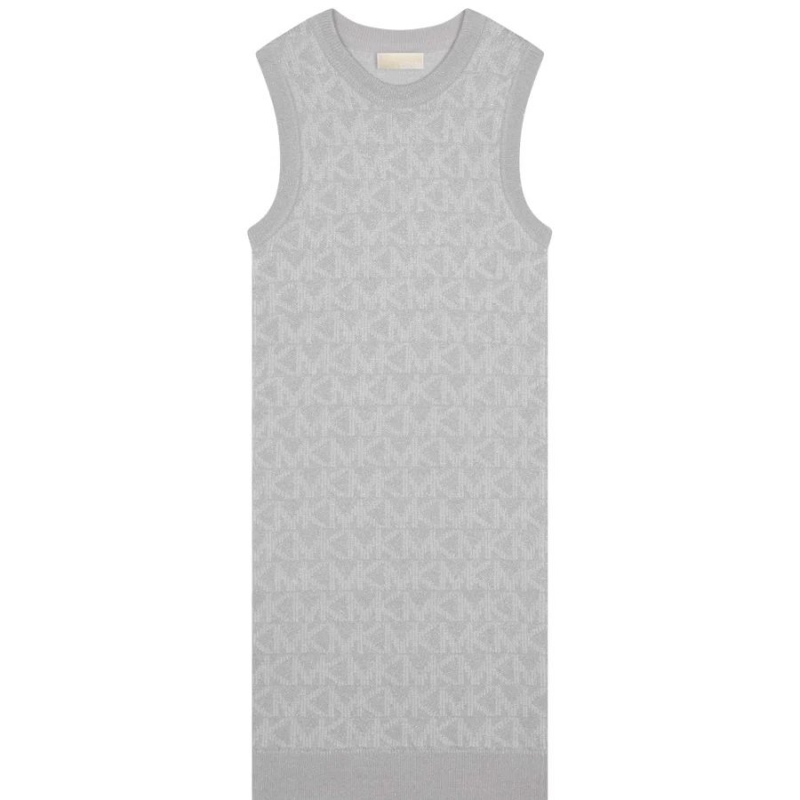 MICHAEL KORS Light Grey Knitted Long Dress for Girls